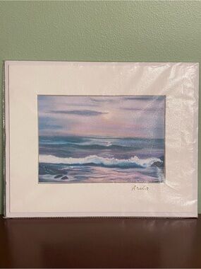 🍀NEW! Aruba Seascape Print with White Mat - Pastel Ocean Waves